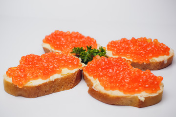 Naklejka na ściany i meble red caviar with onion and parsley