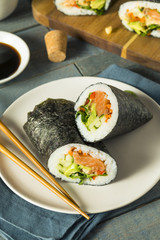 Raw Homemade Salmon Sushi Burrito