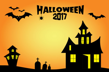 halloween card illustration black on orange