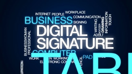 Digital signature animated word cloud, text design animation. - Powered by Adobe