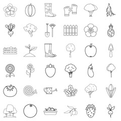 Growth icons set, outline style