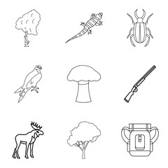 Explore the animal world icons set, outline style