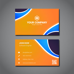 Simple business card design template with company logo placeholder