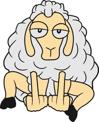 beleidigung wichser fuck you off mittelfinger böse gemein lustig klein süß niedlich comic cartoon schaf ziege wolle bauer bock müde cool
