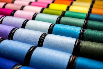 close up of sewing threads