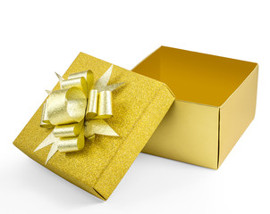 Open gold gift box top view