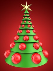 3d christmas tree over red
