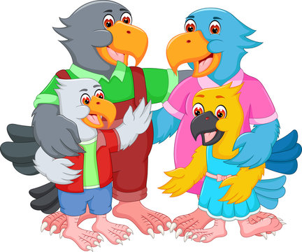 happy family of eagle cartoon
