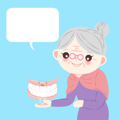 old woman with denture