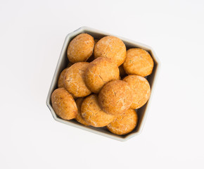 Peanut cookies or Chinese traditional peanut cookies on a background.