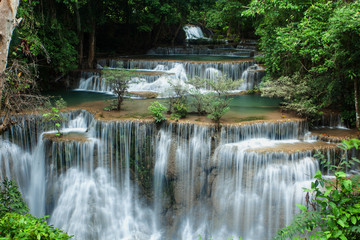 Fototapeta na wymiar Huai Mae Khamin Waterfall in Kanchanaburi, Thailand