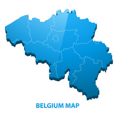 Fototapeta premium Highly detailed three dimensional map of Belgium with regions border