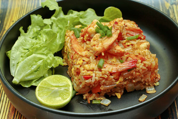 Fried Jasmine rice with prawns in yellow powder