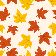 Naklejka na ściany i meble Autumn Leaves seamless pattern. Abstract vector background