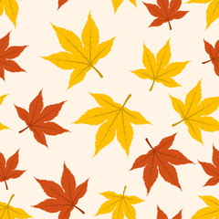 Autumn Leaves seamless pattern. Abstract vector background