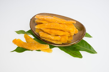 Dried Mango or Dried Mango slices on a background.