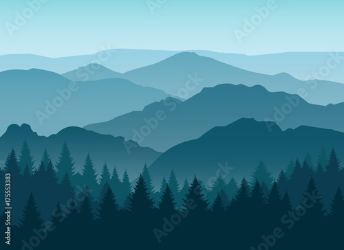 Download "Vector misty or smokey blue mountain silhouettes ...
