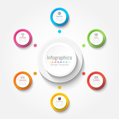 Infographic design elements for your business data with 6 options, parts, steps, timelines or processes. Vector Illustration.