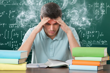 Man With Books At Desk