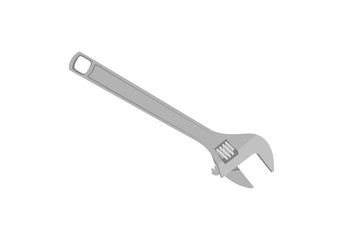 Drawing of an adjustable crescent wrench, vector illustration.