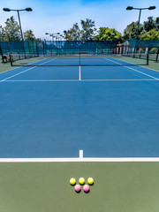 Tennis Court - Yellow and Pink Tennis Balls