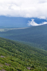 Low clouds and fog over mountains