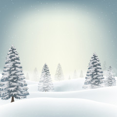 Obraz premium christmas snow field with tree background