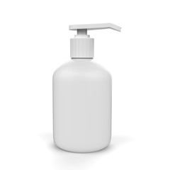 Blank Cosmetic Bottle Dispenser For Hand Wash, Cream, Body Lotion, Liquid Gel, Shampoo, Bath Foam. Mock Template on Isolated White Background. 3D Illustration