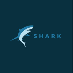 Shark marine animal fish in flat designer style on a dark blue background modern vector