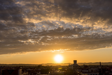 地方都市の夕焼け
