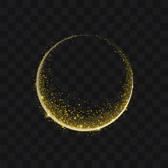 Gold glittering trail sparkling stardust abstract particles on background. Use for your product element. - obrazy, fototapety, plakaty
