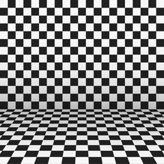 checkered monochrome wall and floor