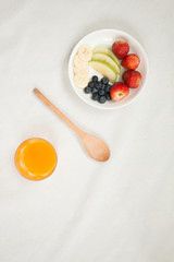 Fresh fruits and orange juice