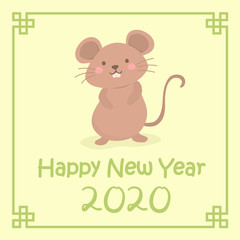 Chinese New Year 2020 Cute Rat Mouse Zodiac Character Vector Illustration Cartoon Greeting Card