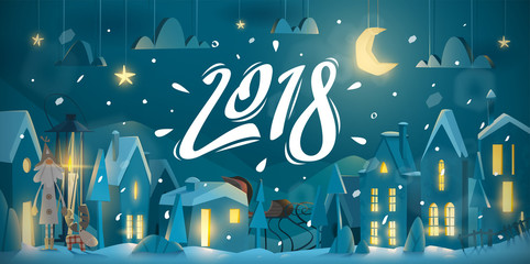 Winter greeting card for New Year celebrate