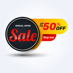 Super sale discount banner design. Layout for online shopping, product, promotions, website and brochure.Special offer 50% off. Vector template background.