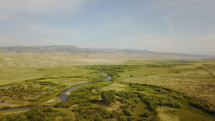 Fototapeta na wymiar Aerial view of Ennis region, Montana USA