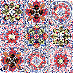 Colorful floral seamless pattern from squares