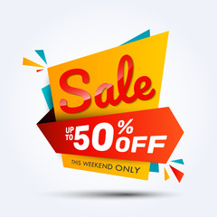 Fototapeta na wymiar Super sale discount banner design. Layout for online shopping, product, promotions, website and brochure.Special offer 50% off. Vector template background.