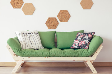 Green wooden sofa