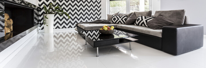 White and black interior