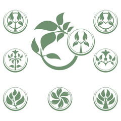Abstract vector tree emblem. Eco lifestyle concept template.