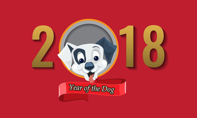 2018 Happy Chinese New Year of the Dog. Vector illustration.
