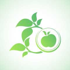 Eco lifestyle concept template. Apple with leafs.