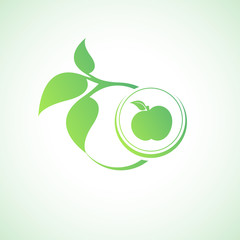 Eco lifestyle concept template. Apple with leafs.