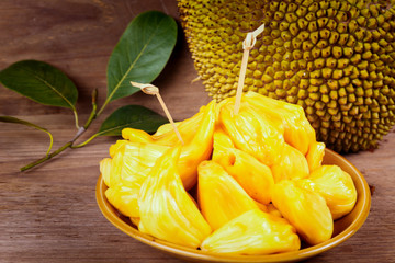 Tropical Jack Fruit on the wood background