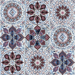 Colorful floral seamless pattern from squares