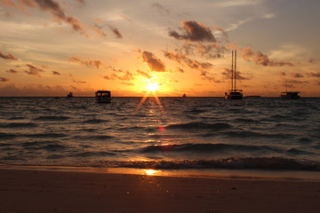Sunset at meeru resort, maldives