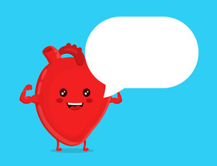 Strong healthy happy heart character 
