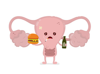 Sad unhealthy sick woman uteru